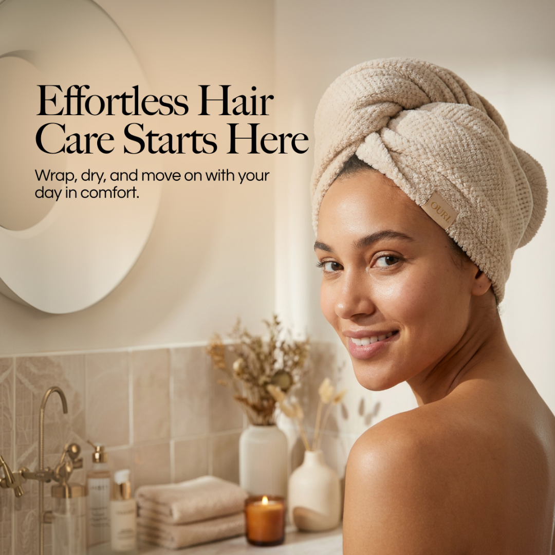 Microfiber Hair Towel Beige