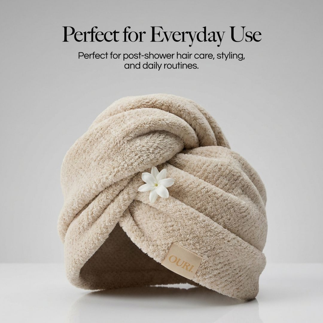 Microfiber Hair Towel Beige